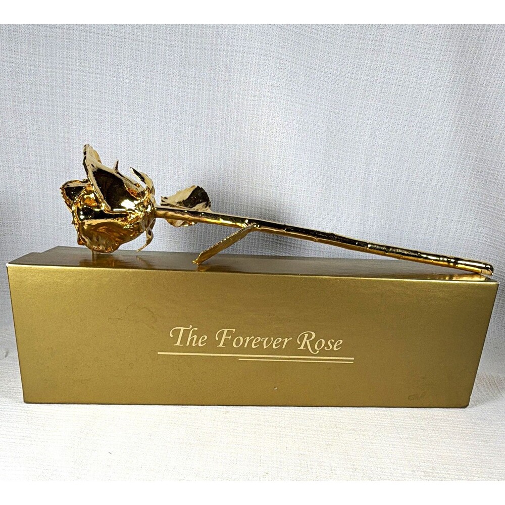 The Forever Rose 24k Gold Dipped Real 12" Long Stem Rose Gift Boxed